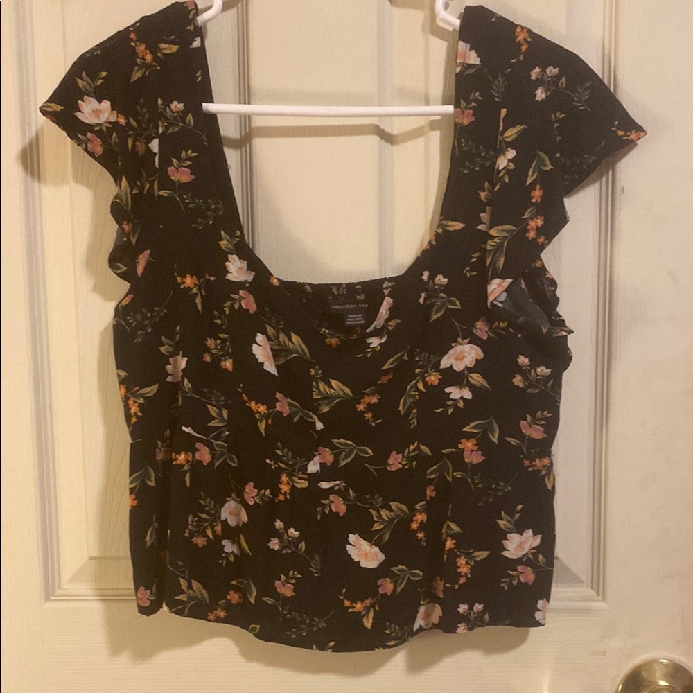 Floral Black Top